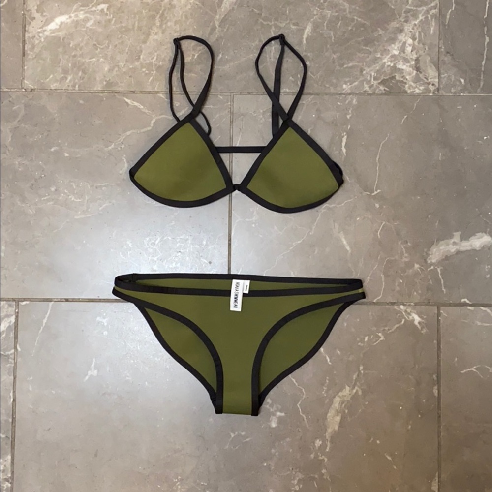Olive Green Hoaka Swimwear Triangle Bikini Set